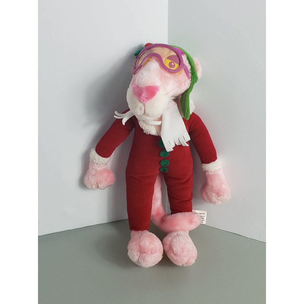 Vintage 1999 Pink Panther Christmas Plush‎ Holiday Pajamas Ski Goggles Animal